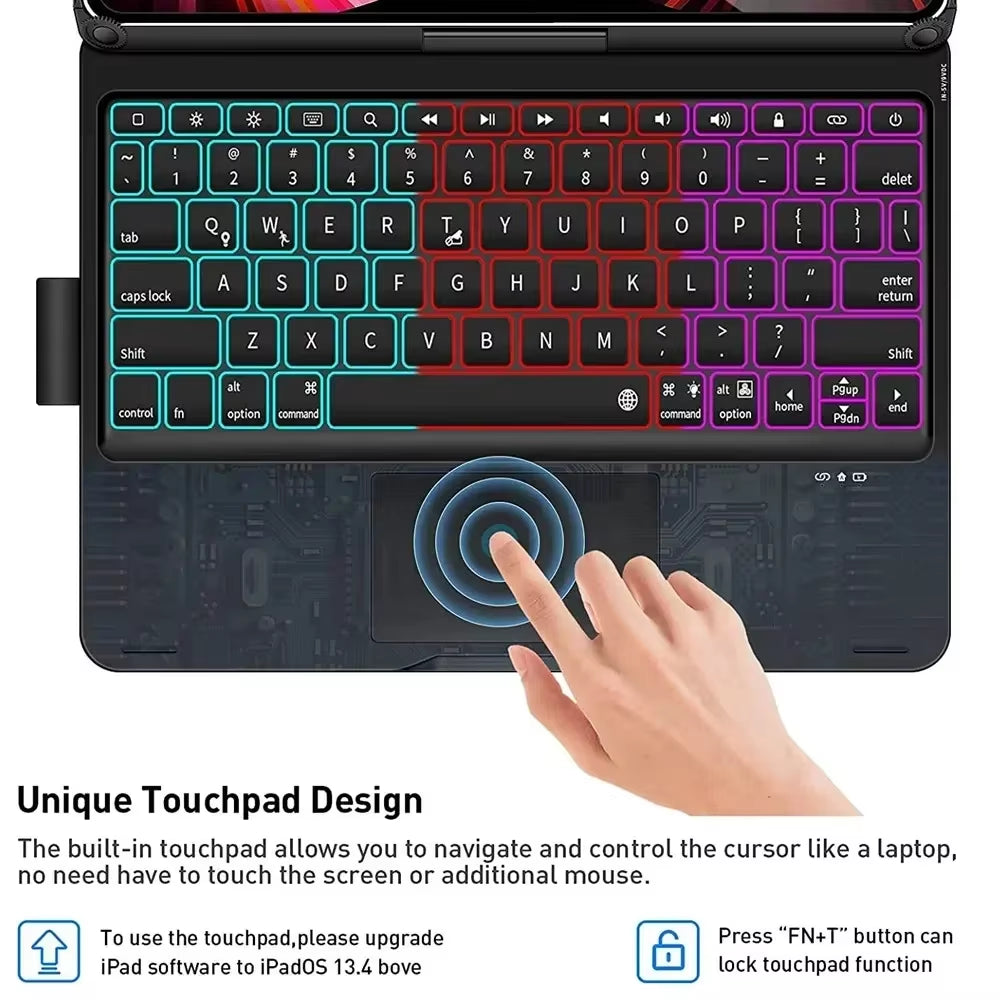 360° Rotatable Backlit Keyboard Cover for Ipad Pro12.9 11 Ipad10.2 7/8/9/10Th Air11 13 2024 M2, Ipad Cover Air4 5 Magic Keyboard