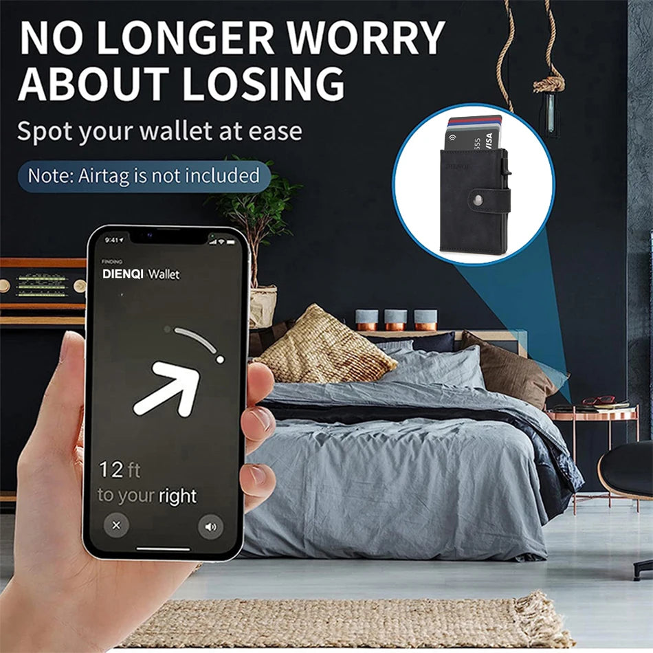 Rfid Airtag Wallet Carbon Fiber Men Wallet