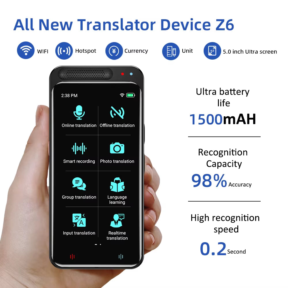 Portable Smart Translator Photo/Offline/Online Realtime Translation 134 Languages for Foreign Travel 2023 High Speed Accuracy