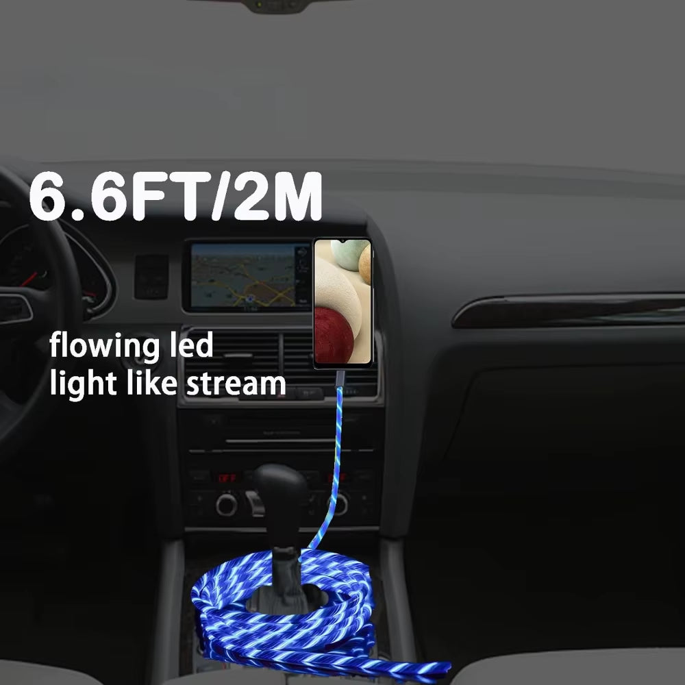1M 2M Glowing LED Light Charger Data Cable Phone 2.4A USB Charging Cable for Iphone 14 13 12 11 Pro Max XS XR Charge Wire Cord