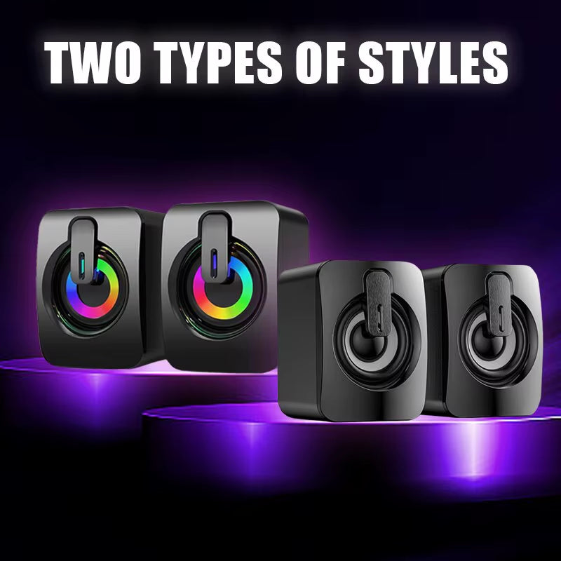 Computer Speakers PC Sound Box HIFI Stereo Microphone USB Wired with LED Light for Desktop Computer