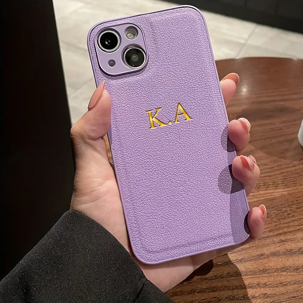 lavender phone case with etching.