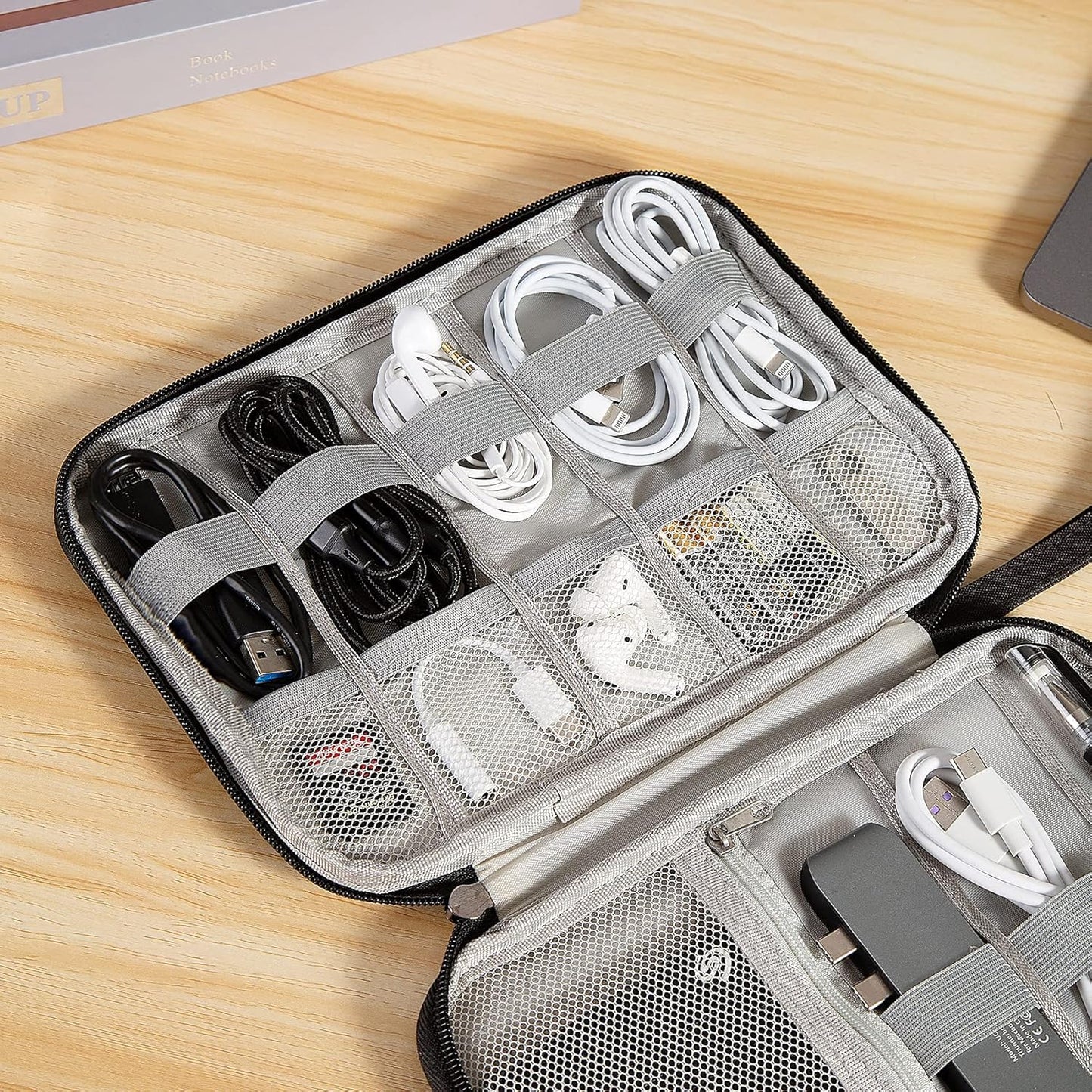 Electronic Organizer, Portable Cord Organizer, Travel Waterproof Electronic Storage Bag, for USB Cables, Chargers, Hard Drives, SD Cards and More
