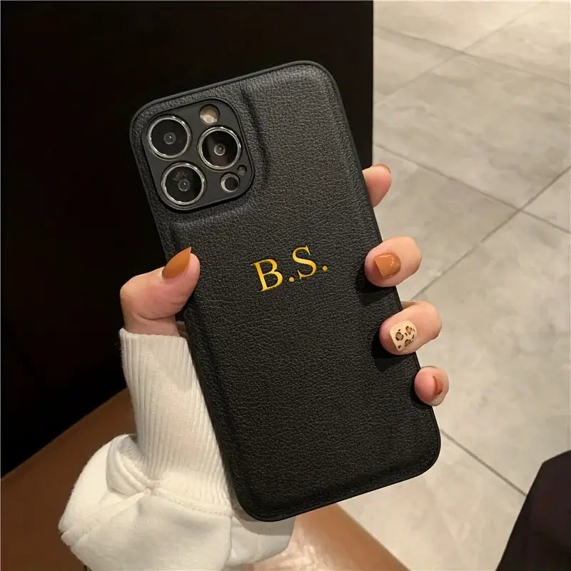 black phone case with etching.