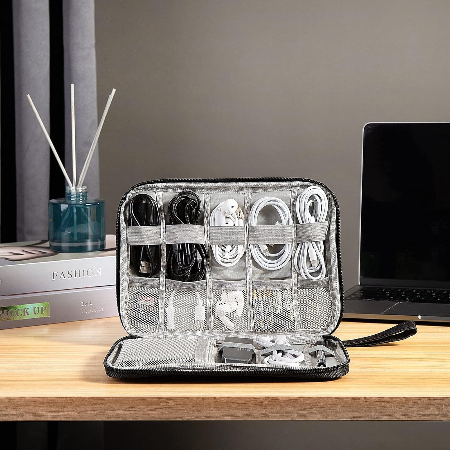 Electronic Organizer, Portable Cord Organizer, Travel Waterproof Electronic Storage Bag, for USB Cables, Chargers, Hard Drives, SD Cards and More