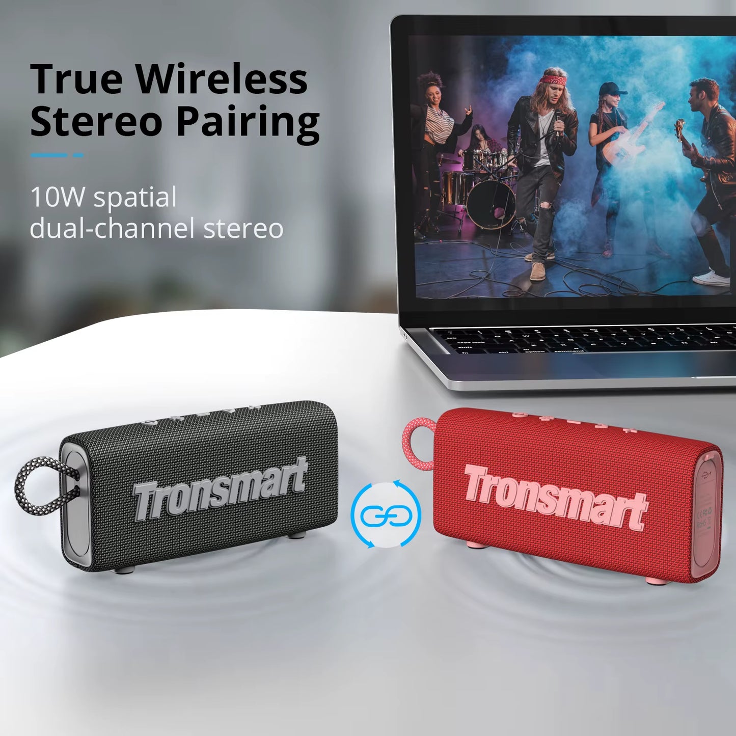 Trip Bluetooth 5.3 Speaker Dual-Driver Portable Speaker with IPX7 Waterproof, True Wireless Stereo for Outdoor