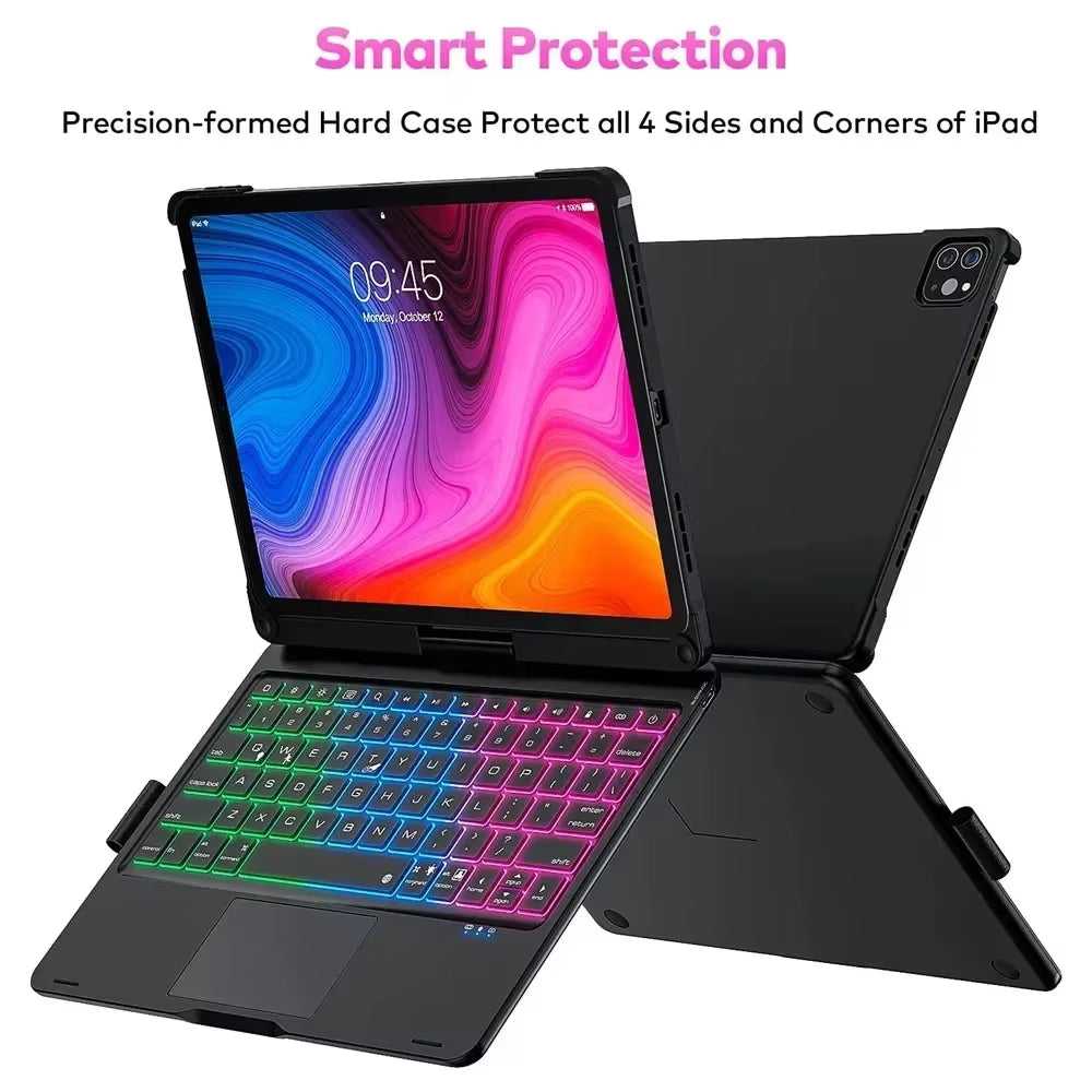 360° Rotatable Backlit Keyboard Cover for Ipad Pro12.9 11 Ipad10.2 7/8/9/10Th Air11 13 2024 M2, Ipad Cover Air4 5 Magic Keyboard