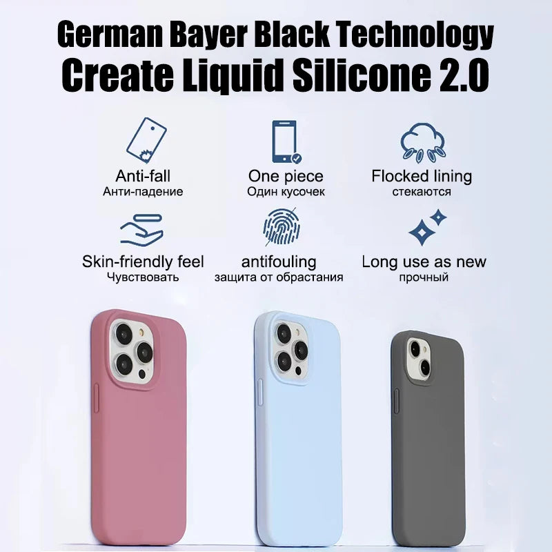 Silicone Liquid Case Para sa iPhone 11 14 13 12 15 Pro Max