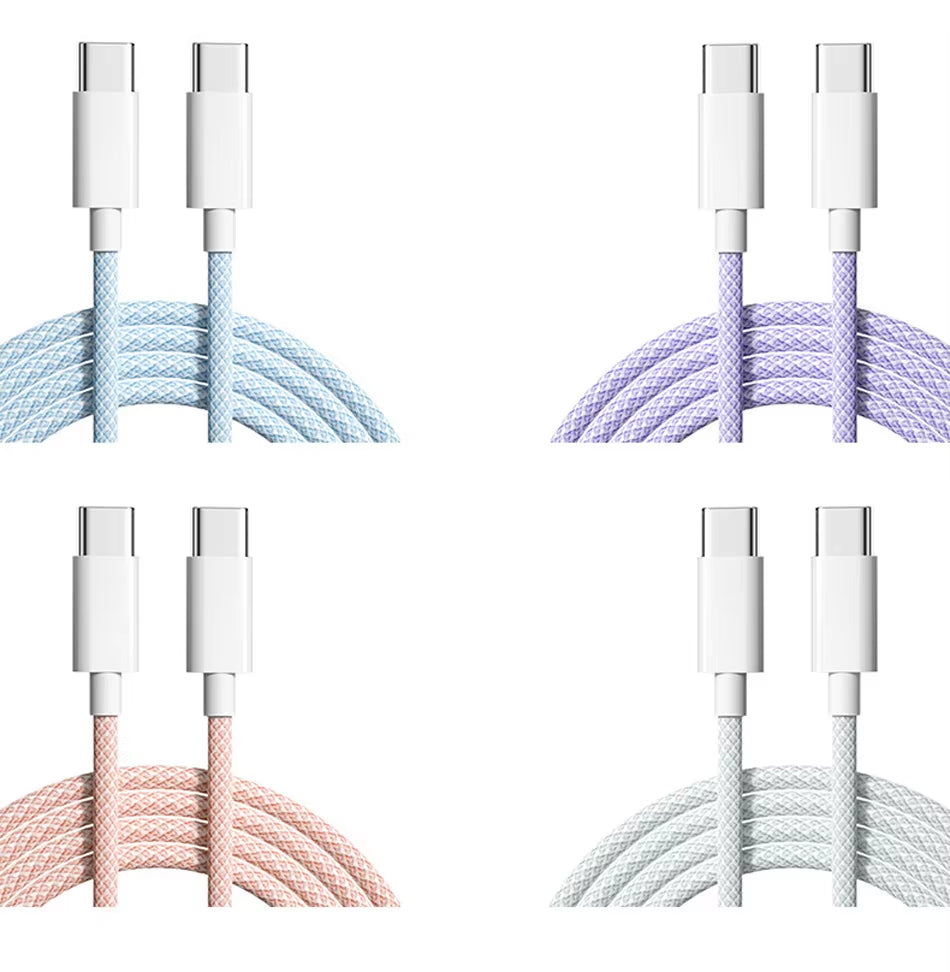 60W 6A USB Type C to Type C Cable Data Line for Iphone 15 16 Samsung Xiaomi Fast Charging USB C to C Cable Type C Data Charger