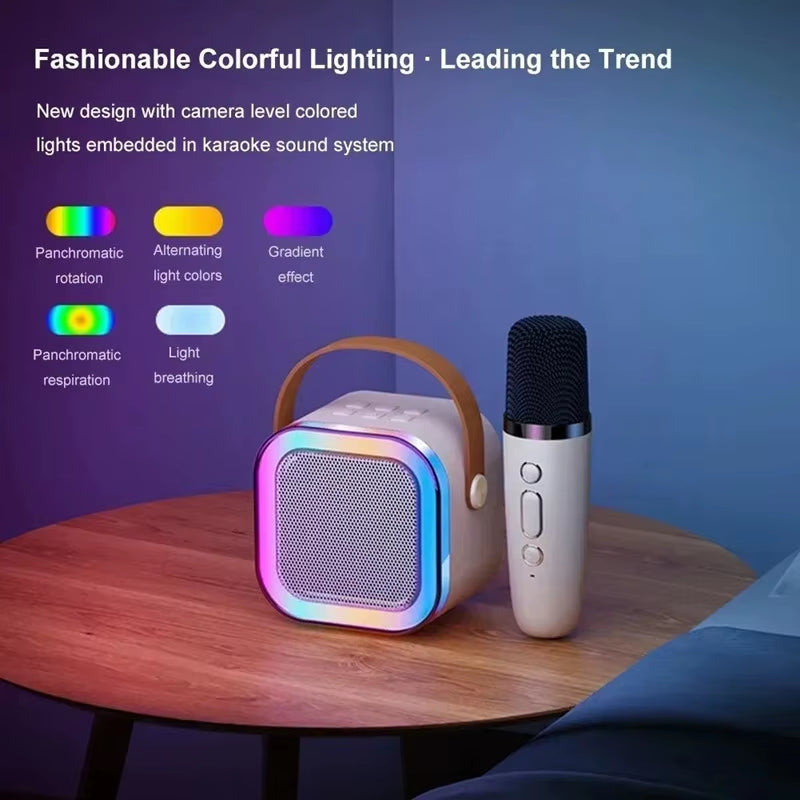 Bluetooth Speaker K12 Karaoke Machine Portable 5.3 PA Speaker System with Wireless Microphones Home Family Singing Children'S