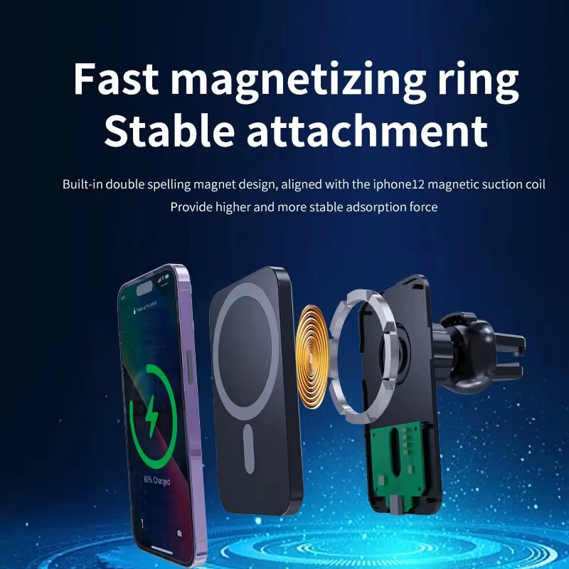 30W Magnetic Car Wireless Charger for Iphone 15 14 13 12 Pro Max Mini Macsafe Car Phone Holder Stand Mount Fast Charging Station