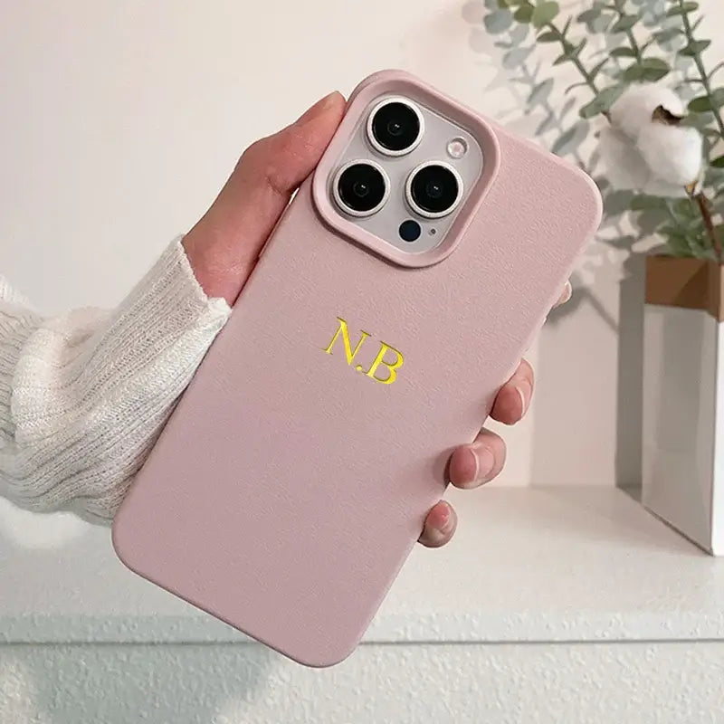 pink case with etching.