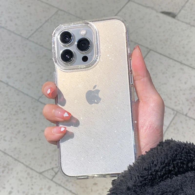 Luxury Glitter Bumper Bling Clear Case para sa IPhone 15 14 13 12 11 Pro Max Mini X XS Max XR 7 8 Plus 16 Pro Silicone Acrylic Cover