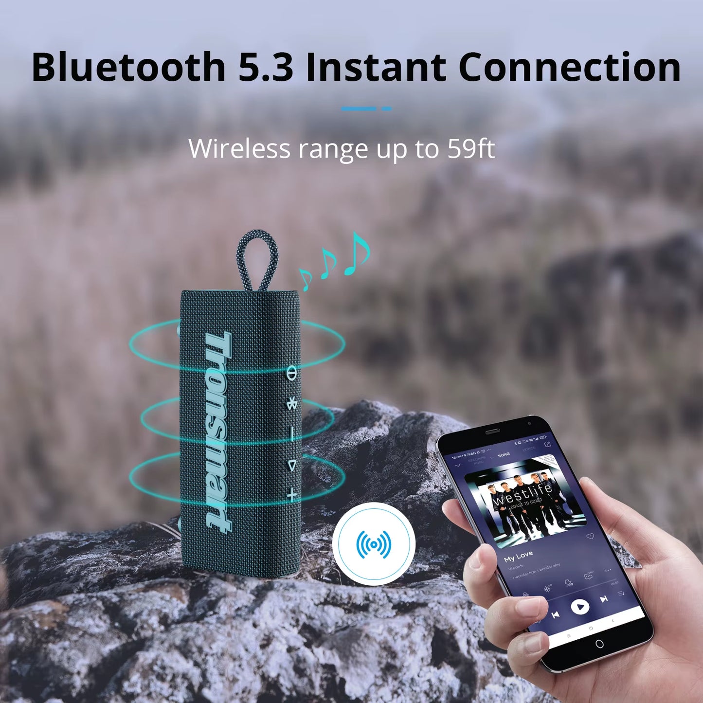 Trip Bluetooth 5.3 Speaker Dual-Driver Portable Speaker with IPX7 Waterproof, True Wireless Stereo for Outdoor