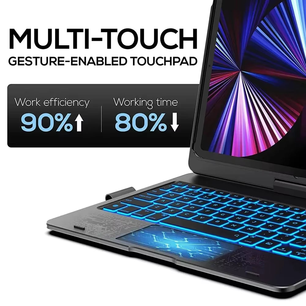 360° Rotatable Backlit Keyboard Cover for Ipad Pro12.9 11 Ipad10.2 7/8/9/10Th Air11 13 2024 M2, Ipad Cover Air4 5 Magic Keyboard