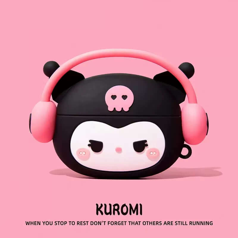 For Airpods 1 2 3 4 Pro Pro 2 Hello Kitty Kuromi Melody Listen to Music Silicone Earphone Case Accessories Cover