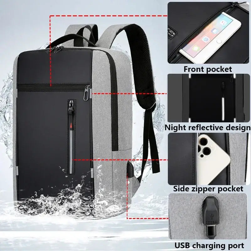 Marketing Image - Waterproof Laptop Backpack Men USB School Laptop Backpack