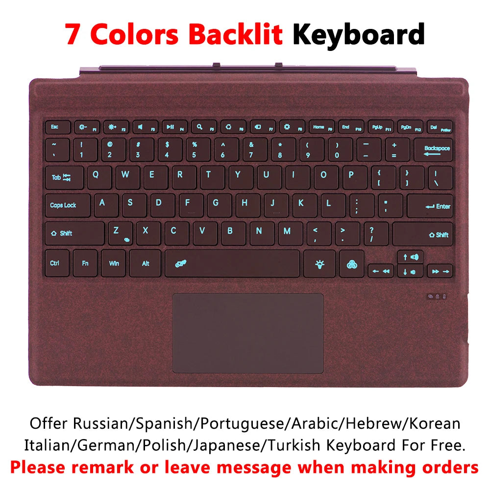 Bluetooth Keyboard Backlight for Microsoft Surface Pro 3 4 5 6 7 8 9 Pro X Go 1 2 3 4 Keyboard Backlit Trackpad Wireless Teclado