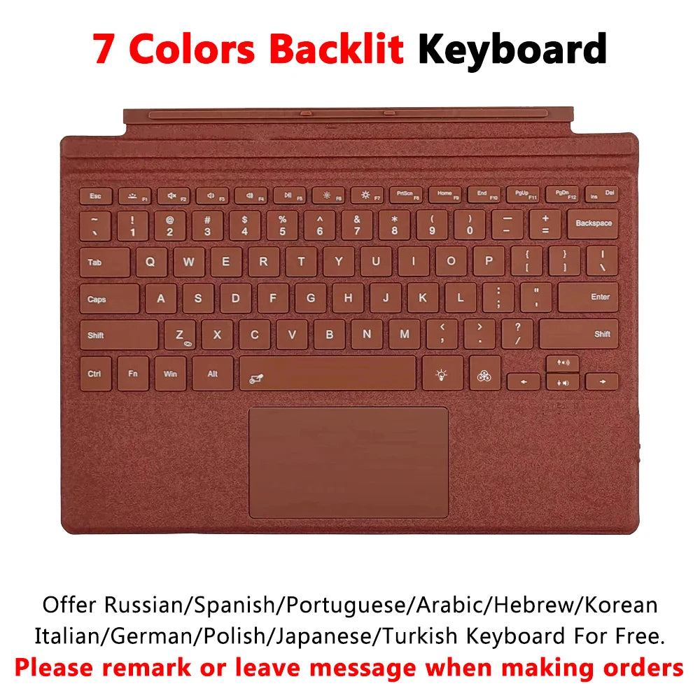 Bluetooth Keyboard Backlight for Microsoft Surface Pro 3 4 5 6 7 8 9 Pro X Go 1 2 3 4 Keyboard Backlit Trackpad Wireless Teclado