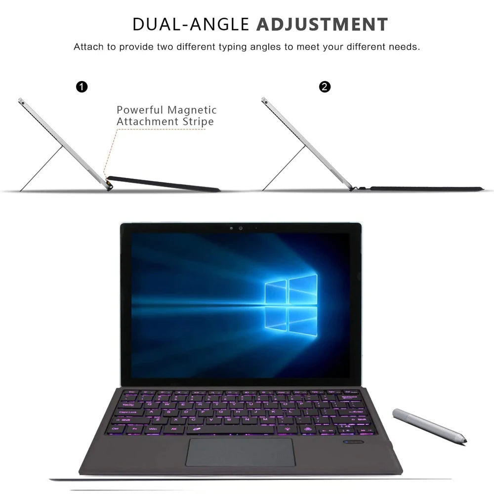 Bluetooth Keyboard Backlight for Microsoft Surface Pro 3 4 5 6 7 8 9 Pro X Go 1 2 3 4 Keyboard Backlit Trackpad Wireless Teclado