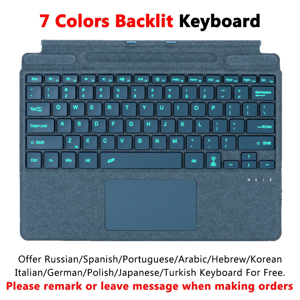 Bluetooth Keyboard Backlight for Microsoft Surface Pro 3 4 5 6 7 8 9 Pro X Go 1 2 3 4 Keyboard Backlit Trackpad Wireless Teclado