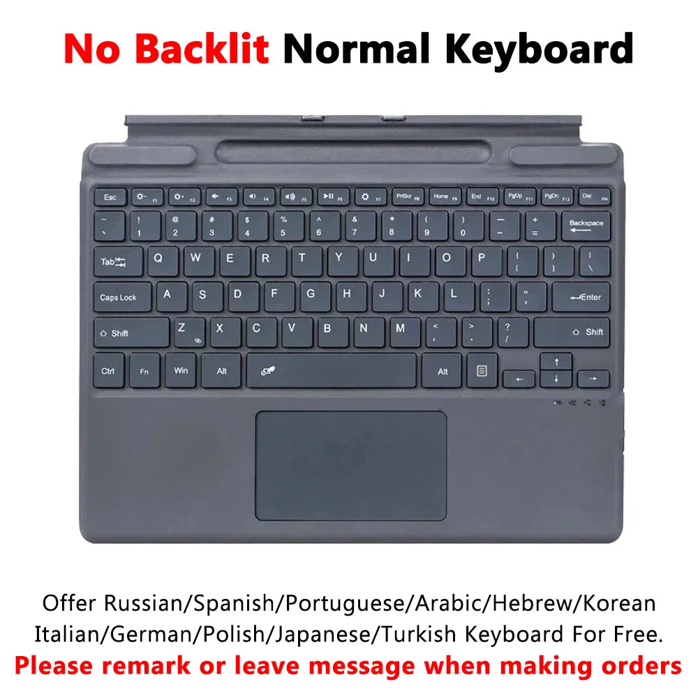 Bluetooth Keyboard Backlight for Microsoft Surface Pro 3 4 5 6 7 8 9 Pro X Go 1 2 3 4 Keyboard Backlit Trackpad Wireless Teclado