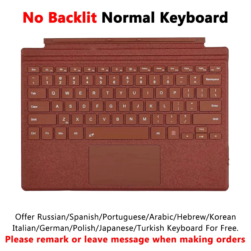 Bluetooth Keyboard Backlight for Microsoft Surface Pro 3 4 5 6 7 8 9 Pro X Go 1 2 3 4 Keyboard Backlit Trackpad Wireless Teclado