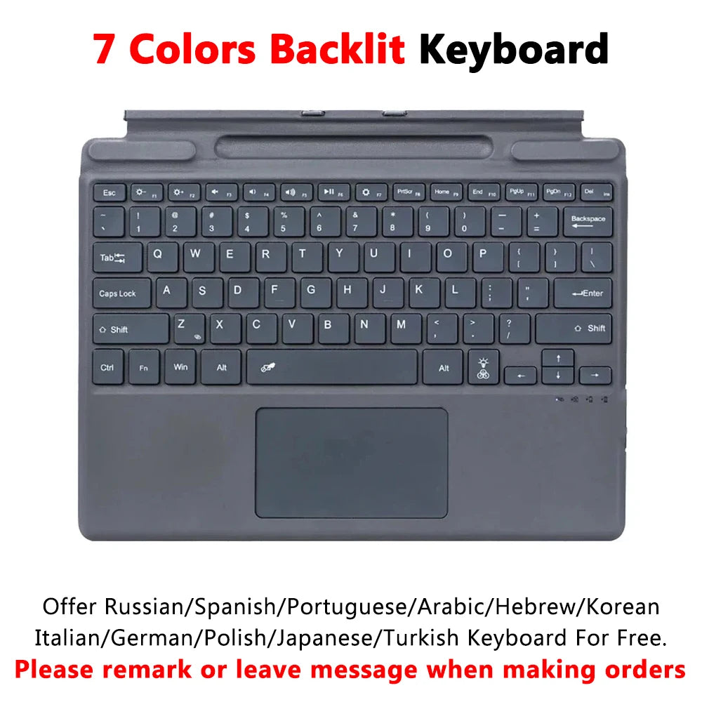 Bluetooth Keyboard Backlight for Microsoft Surface Pro 3 4 5 6 7 8 9 Pro X Go 1 2 3 4 Keyboard Backlit Trackpad Wireless Teclado