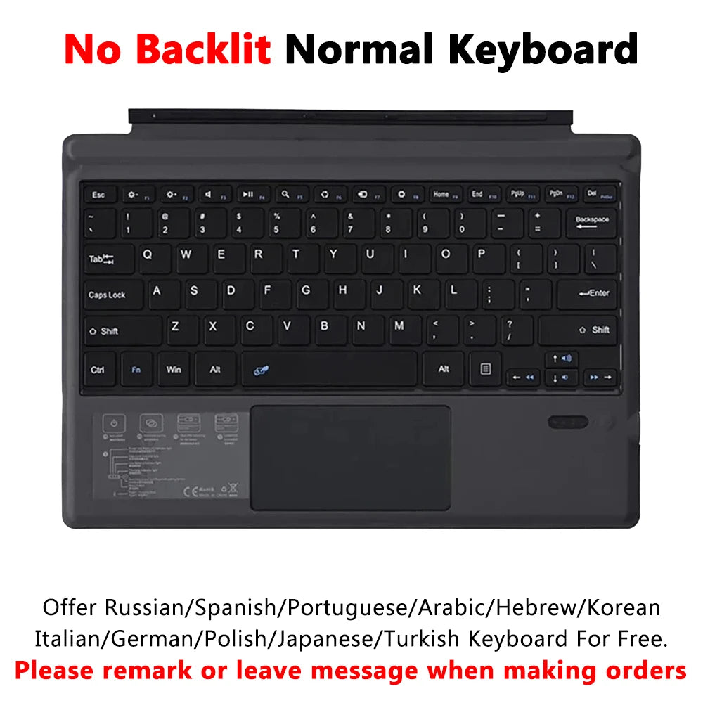 Bluetooth Keyboard Backlight for Microsoft Surface Pro 3 4 5 6 7 8 9 Pro X Go 1 2 3 4 Keyboard Backlit Trackpad Wireless Teclado
