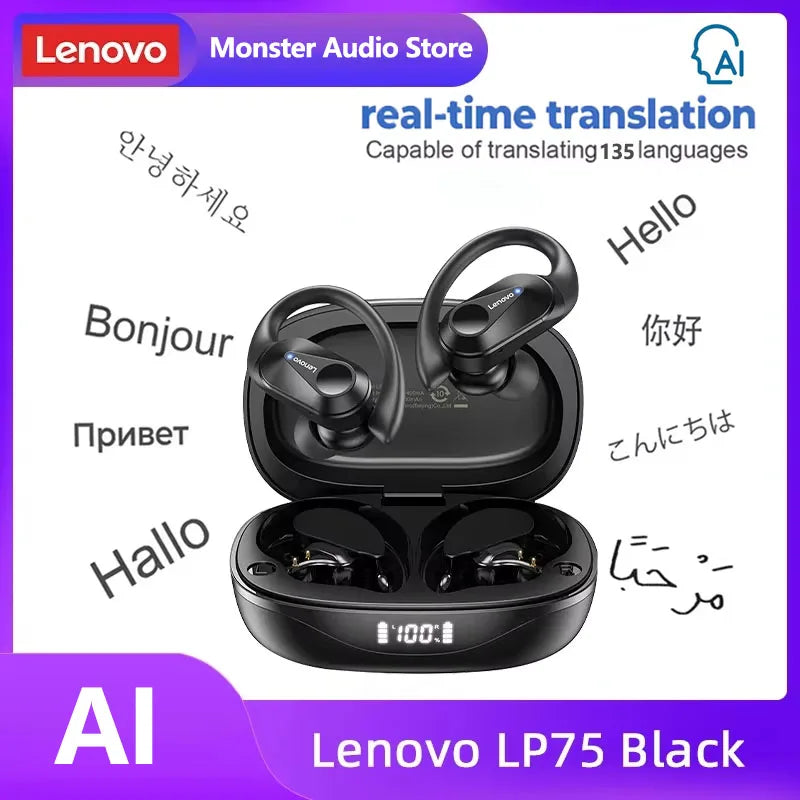 Original LP75 TWS Bluetooth V5.3 Headphones Wireless LED Digital Display Earphones Noise Reduction Waterproof Headset New