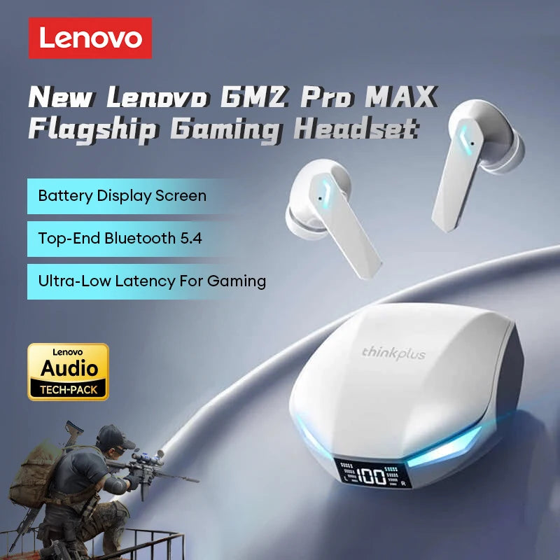 New GM2 PRO MAX Wireless Upgrade Bluetooth 5.4 Earbuds LED Digital Display Waterproof Earphones Low Latency Game Headset