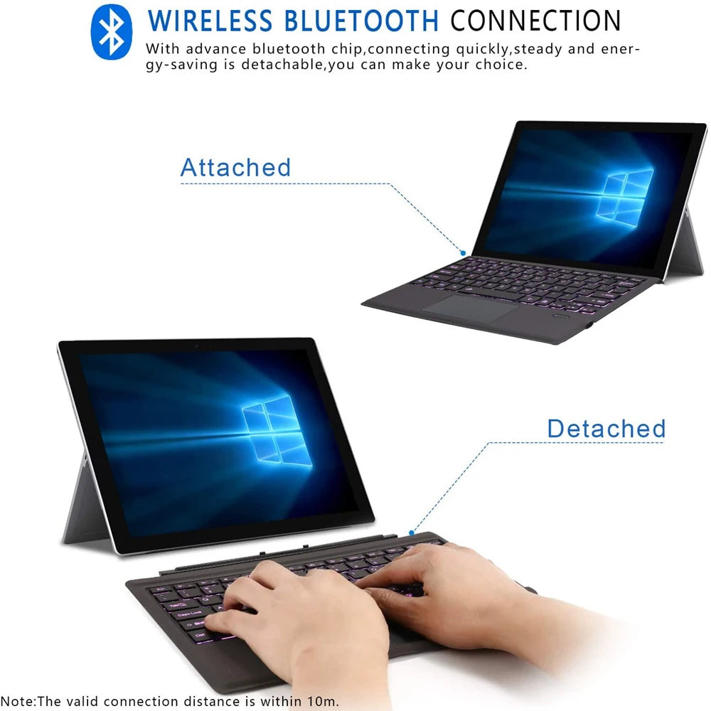 Bluetooth Keyboard Backlight for Microsoft Surface Pro 3 4 5 6 7 8 9 Pro X Go 1 2 3 4 Keyboard Backlit Trackpad Wireless Teclado
