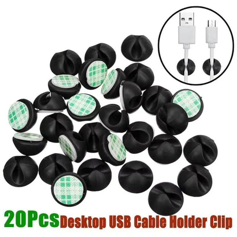 20Pcs Car Cable Clips Silicone USB Line Desktop Management Compatible Clips for Driving Recorder Wire Organizer Auto Accessories