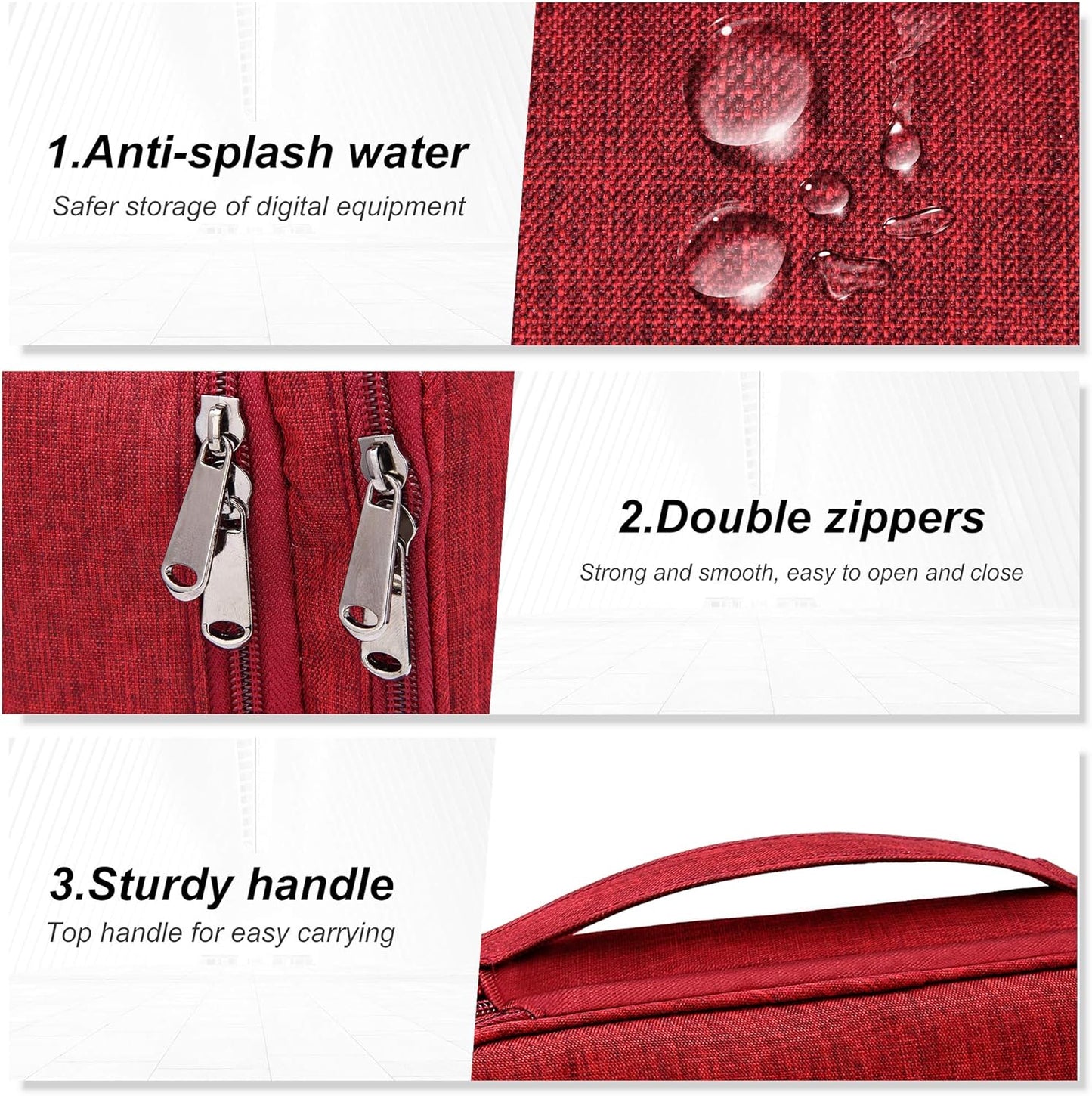 Electronic Bag Travel Cable Accessories Bag Waterproof Double Layer Electronics Organizer Portable Storage Case for Cable, Cord, Charger, Phone, Adapter, Power Bank, Kindle, Hard Drives