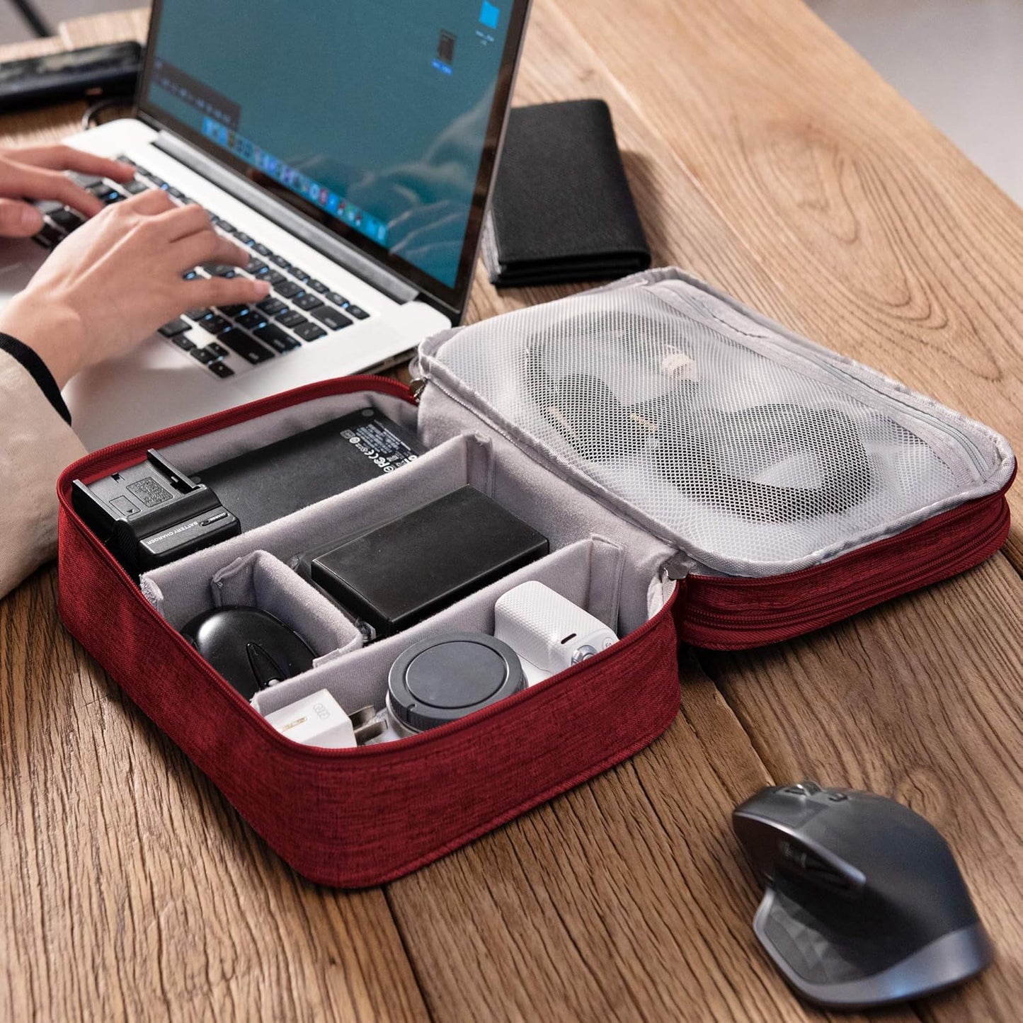 Electronic Bag Travel Cable Accessories Bag Waterproof Double Layer Electronics Organizer Portable Storage Case for Cable, Cord, Charger, Phone, Adapter, Power Bank, Kindle, Hard Drives