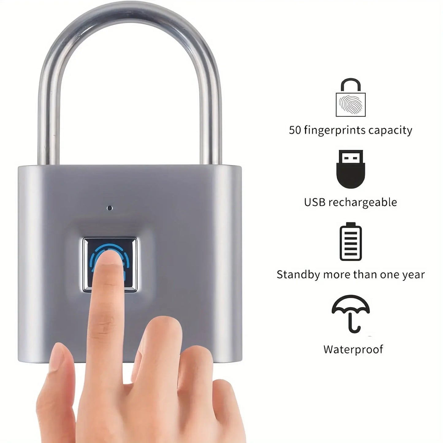 Padlock, Anti-Theft Protection / Mini Smart Fingerprint