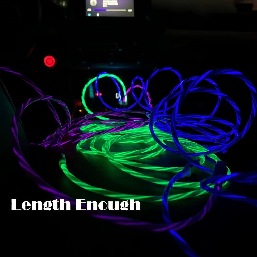 1M 2M Glowing LED Light Charger Data Cable Phone 2.4A USB Charging Cable for Iphone 14 13 12 11 Pro Max XS XR Charge Wire Cord