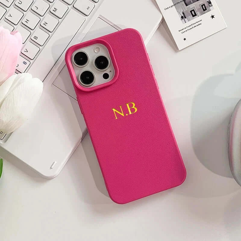 pink case with etching.