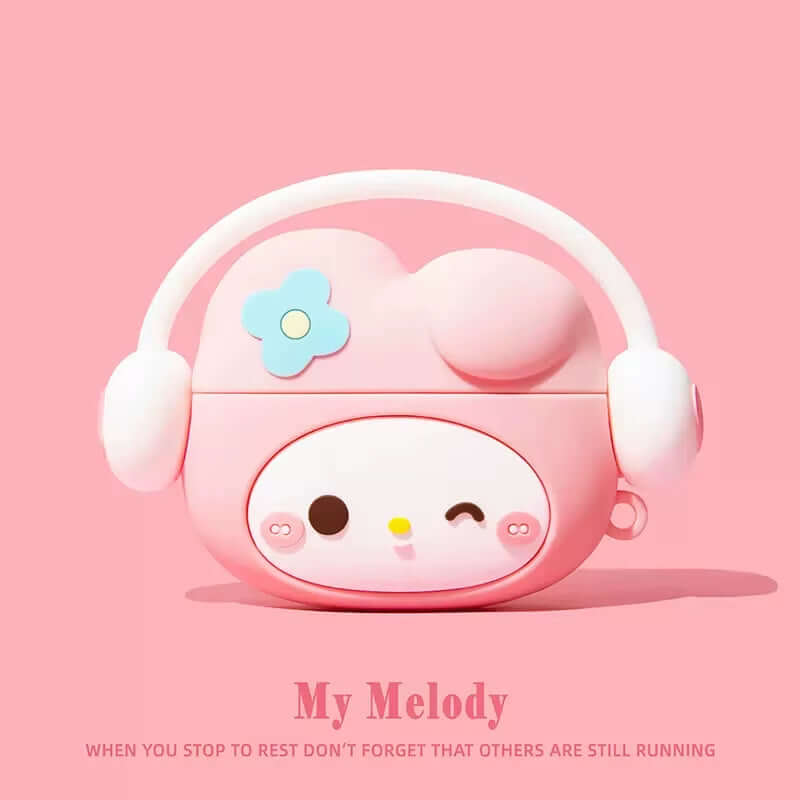 For Airpods 1 2 3 4 Pro Pro 2 Hello Kitty Kuromi Melody Listen to Music Silicone Earphone Case Accessories Cover