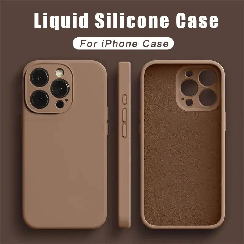 Luxury liquid silicone case for iPhone showcasing a soft, protective design with a smooth finish.