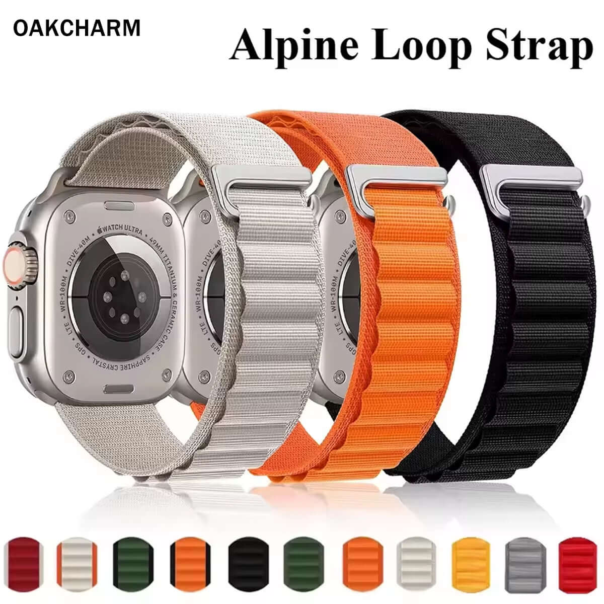 Alpine Loop Strap for Apple Watch Band Ultra 2 49Mm 46Mm 44Mm 40Mm 45Mm 41Mm 42Mm 38Mm Nylon Bracelet Iwatch 10 9 8 7 6 SE Band