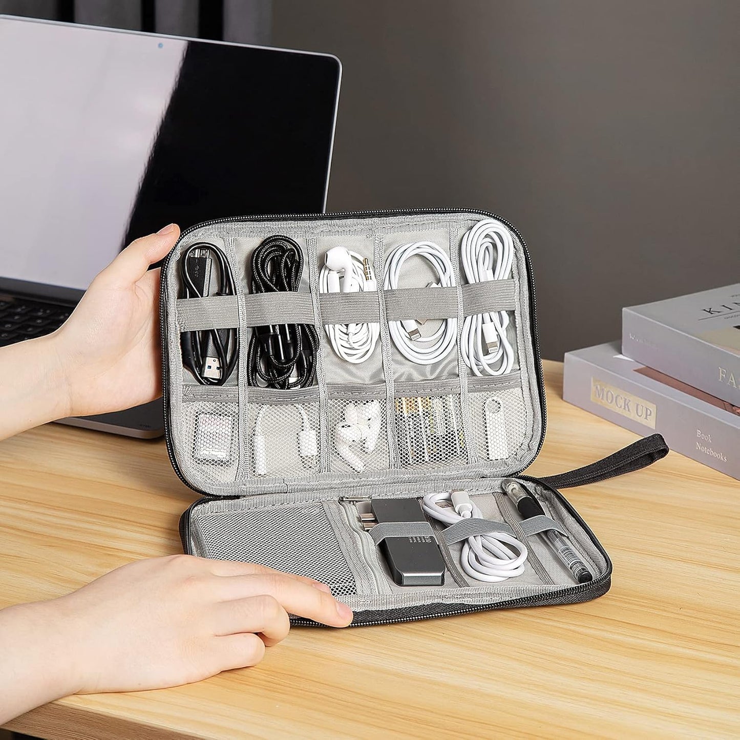 Electronic Organizer, Portable Cord Organizer, Travel Waterproof Electronic Storage Bag, for USB Cables, Chargers, Hard Drives, SD Cards and More
