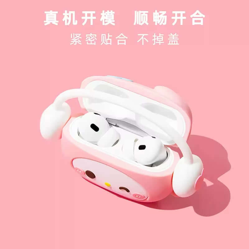 For Airpods 1 2 3 4 Pro Pro 2 Hello Kitty Kuromi Melody Listen to Music Silicone Earphone Case Accessories Cover