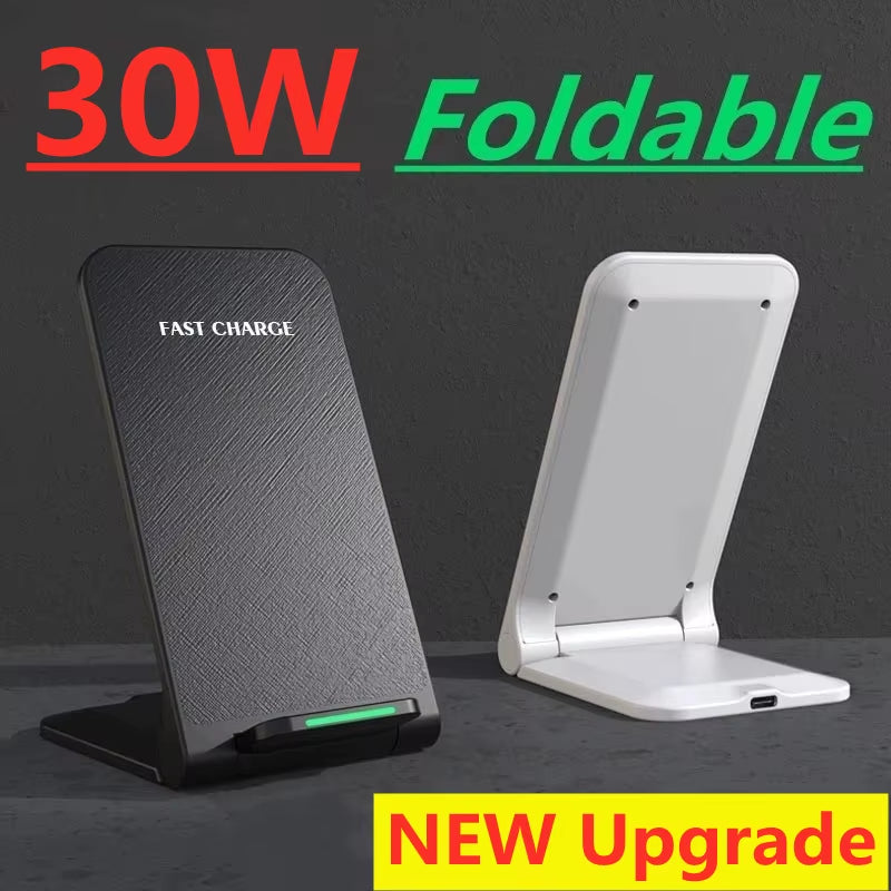 30W Wireless Charger Stand Pad for Iphone 15 14 13 12 11 Pro Samsung Xiaomi Phone Chargers Induction Fast Charging Dock Station