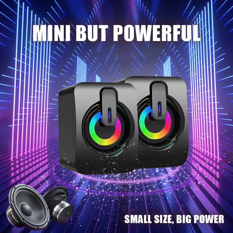 Computer Speakers PC Sound Box HIFI Stereo Microphone USB Wired with LED Light for Desktop Computer