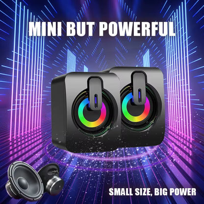 Computer Speakers PC Sound Box HIFI Stereo Microphone USB Wired with LED Light for Desktop Computer