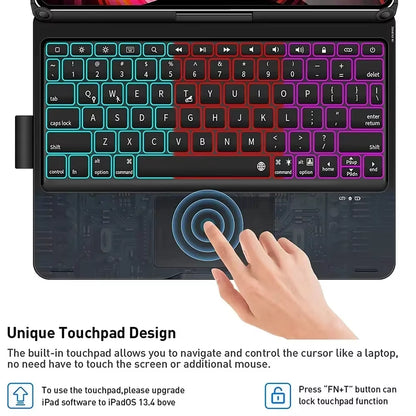 360° Rotatable Backlit Keyboard Cover for Ipad Pro12.9 11 Ipad10.2 7/8/9/10Th Air11 13 2024 M2, Ipad Cover Air4 5 Magic Keyboard