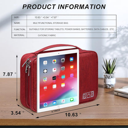 Electronic Bag Travel Cable Accessories Bag Waterproof Double Layer Electronics Organizer Portable Storage Case for Cable, Cord, Charger, Phone, Adapter, Power Bank, Kindle, Hard Drives