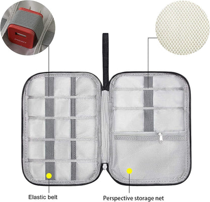 Electronic Organizer, Portable Cord Organizer, Travel Waterproof Electronic Storage Bag, for USB Cables, Chargers, Hard Drives, SD Cards and More