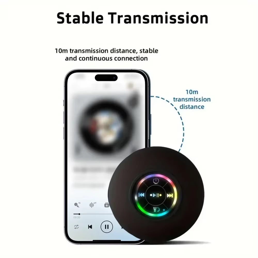 Mini Stereo Sound Speaker LED IPX4 Waterproof Loudspeaker Portable Wireless Bluetooth Speaker Outdoor Bathroom Large Suction Cup